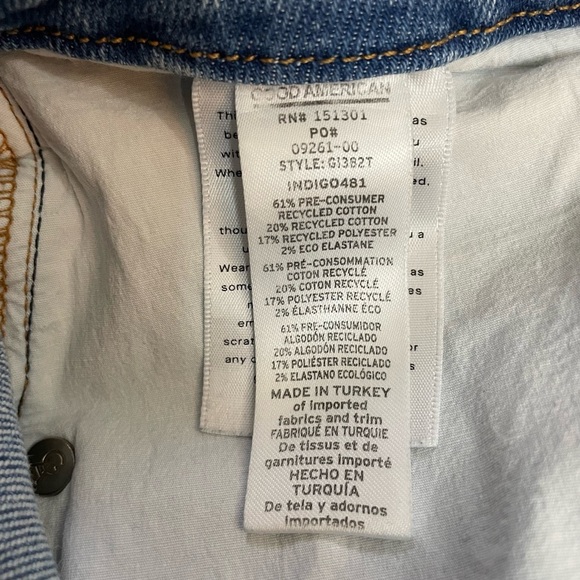 Good American Classic Slim Straight Mid Rise Blue Jean Released Hem Size 14/32 - Picture 11 of 13